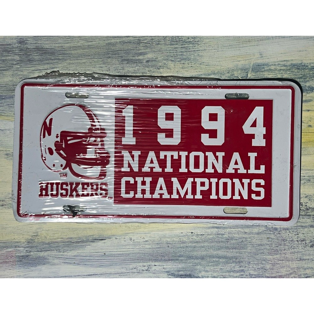 Vintage Nebraska Cornhuskers 1994 National Champions License Plate Sealed NOS